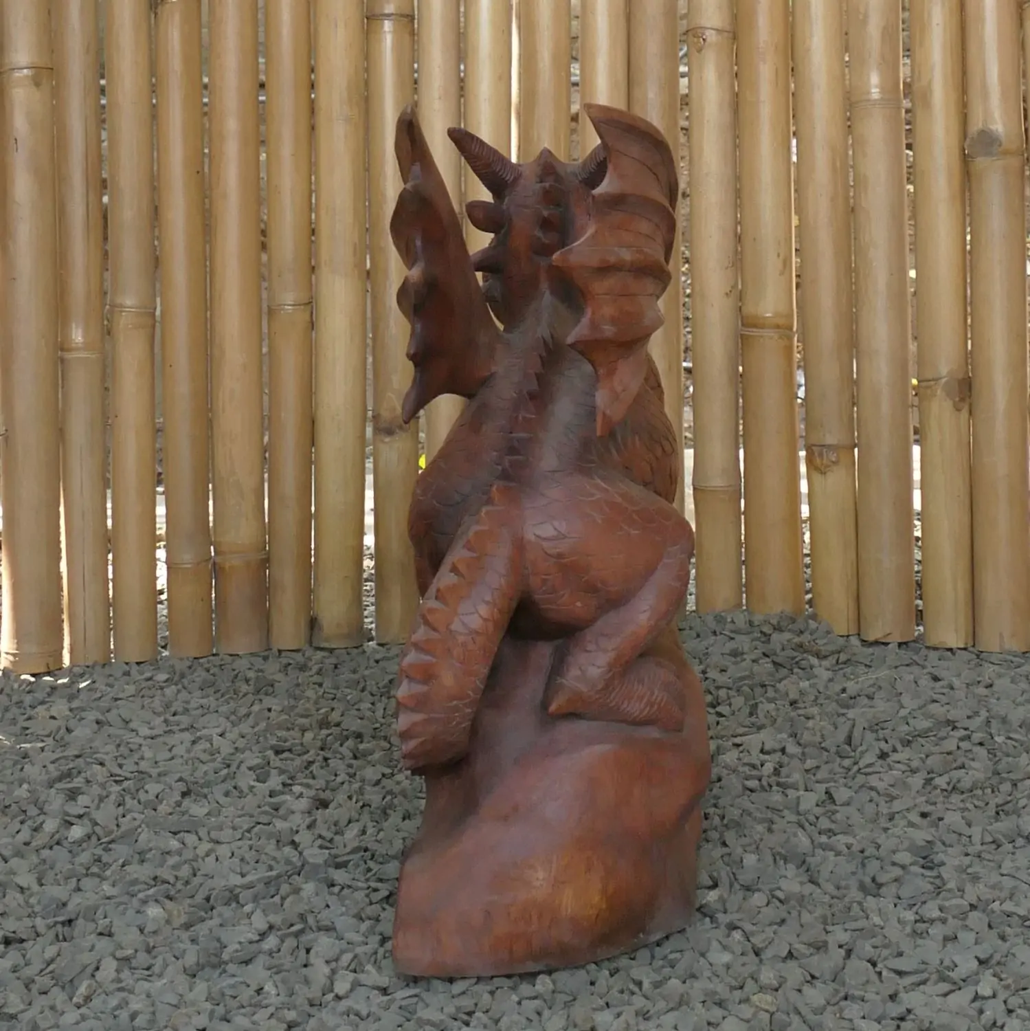  Product image 5 of the product “Dragon with leg lifted on the left made from suar wood, about 50cm Height ”